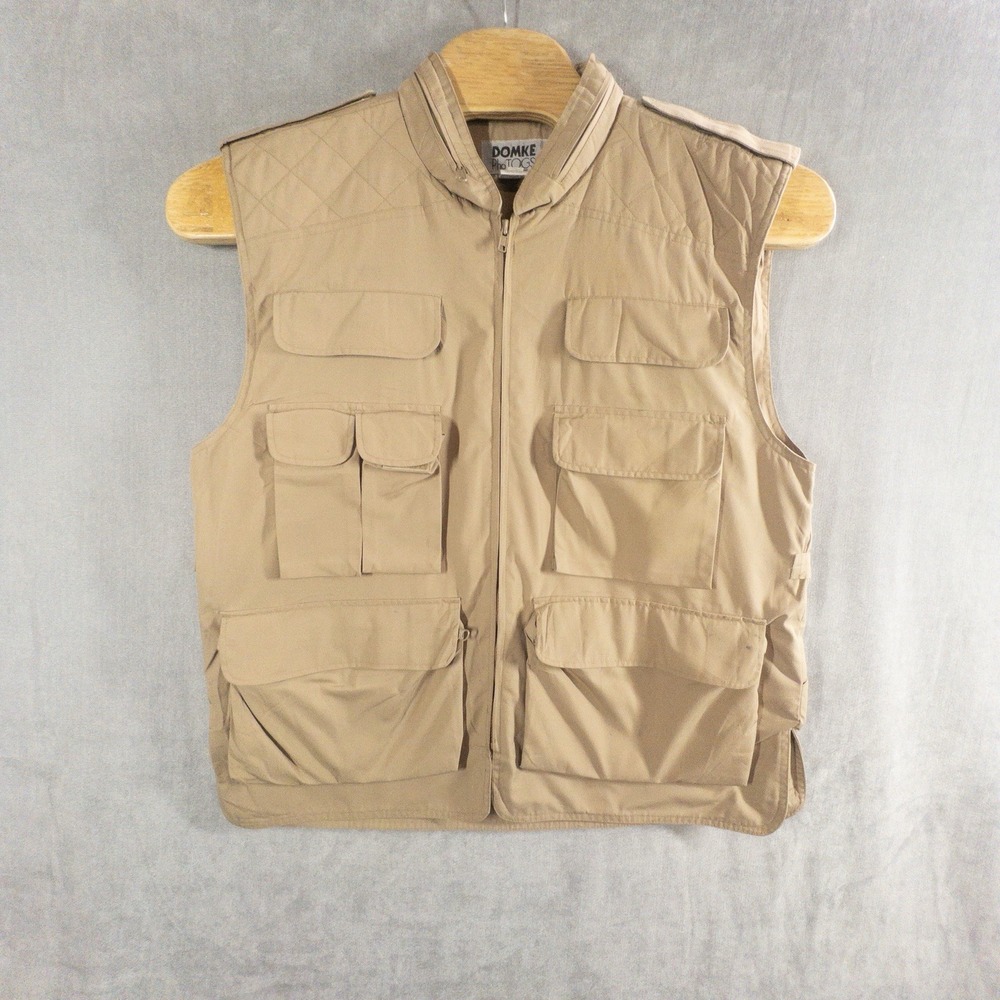 Domke Photogs Vest Mens XL Photography Utility Safari Full Zip Packable Hood‎